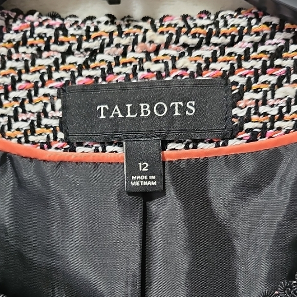 Talbots Black and White Tweed 3/4 Sleeve Blazer Sz. 12 - Picture 2 of 8